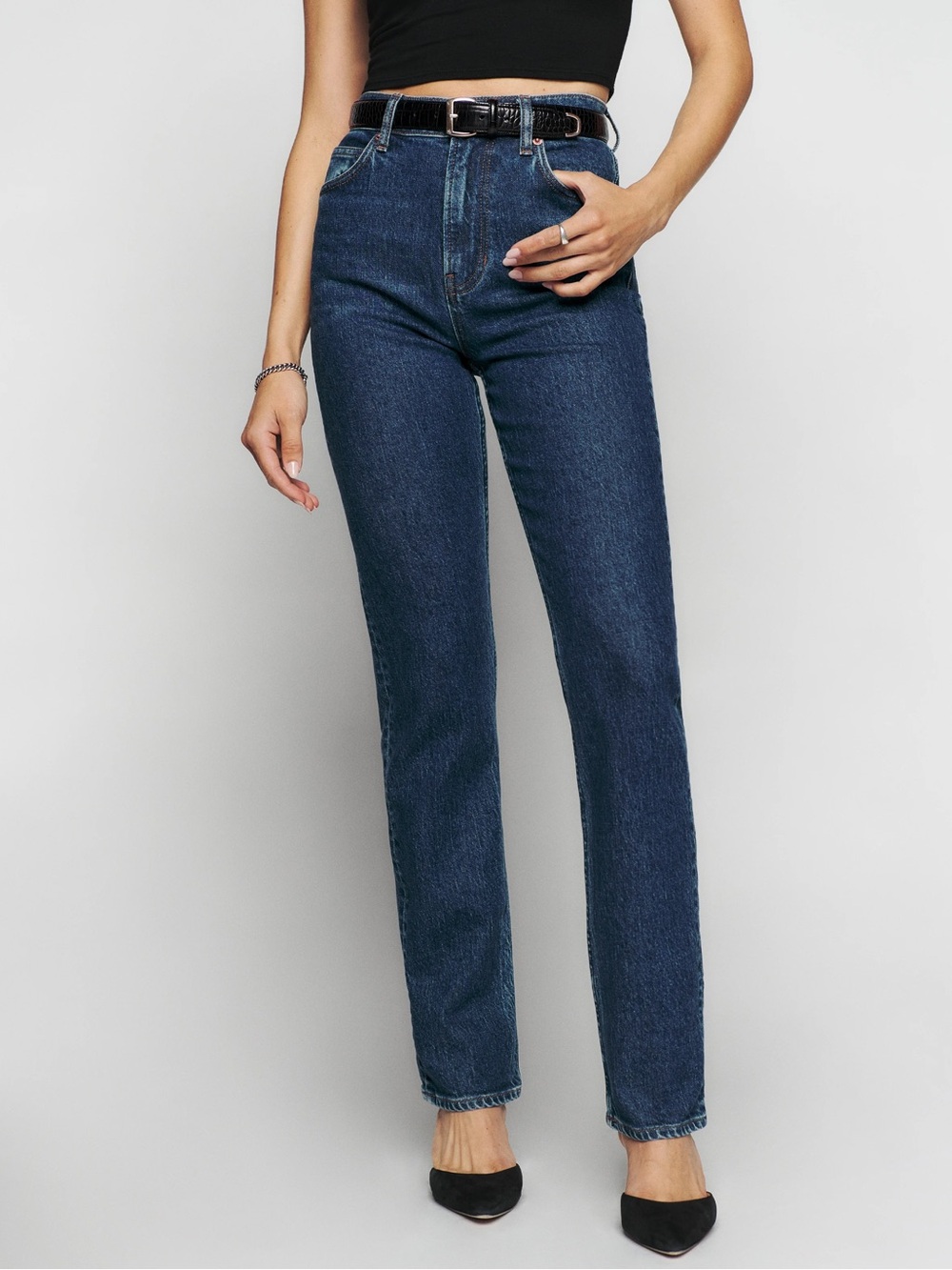 Reformation Liza Ultra High Rise Straight Jeans in Huntington
